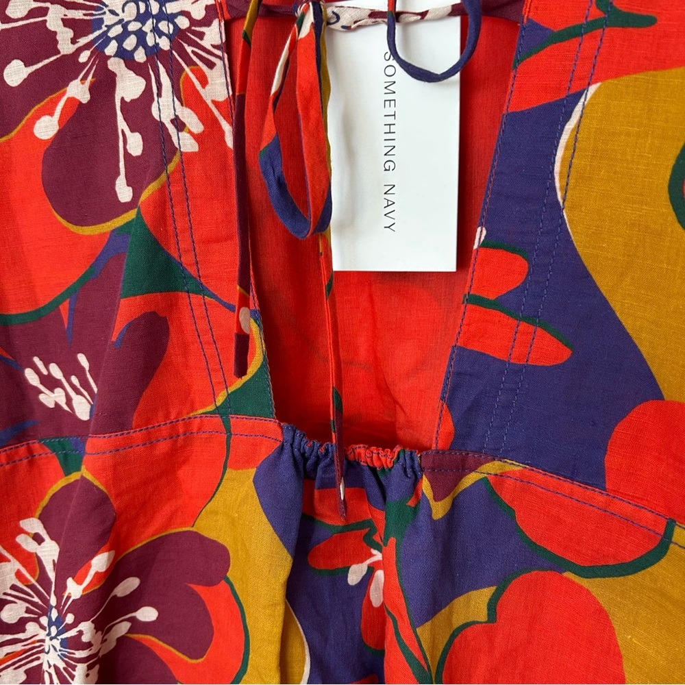 Something Navy Floral Long Sleeve Open Back Mini Dress - Picture 13 of 15